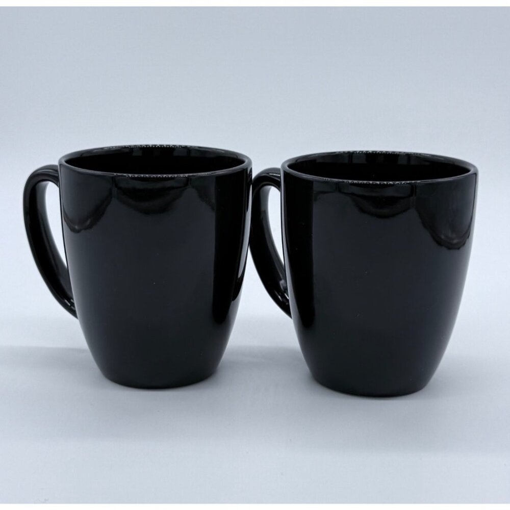 Corelleo Set Of 2 Stoneware Black Mugs